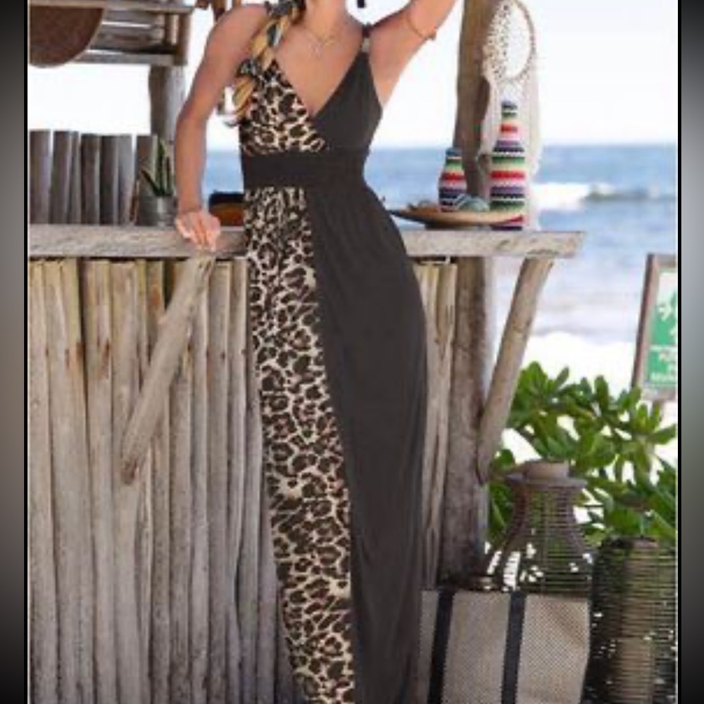Leopard Detail Maxi Dress by Lascana